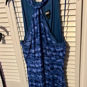 Blue Patterned Halter Dress